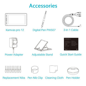 HUION KAMVAS Pro 12 Digital Graphic Tablet Battery-Free Pen Display Drawing Tablet Monitor with Tilt Function AG Glass Touch Bar