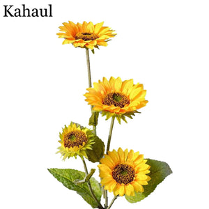 large head silk fake sunflowers artificial flowers party decor fabric long branch garden outdoor autumn decoration faux flowers