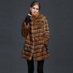 Puffer Style Genuine Luxury Stable Chinchilla Fur Coat