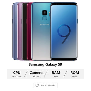 Unlocked Original Samsung Galaxy S9 5.8" Display Octa-Core Mobile Phone 4GB 64GB 12MP Camera 3000mAh Smartphone 4G LTE