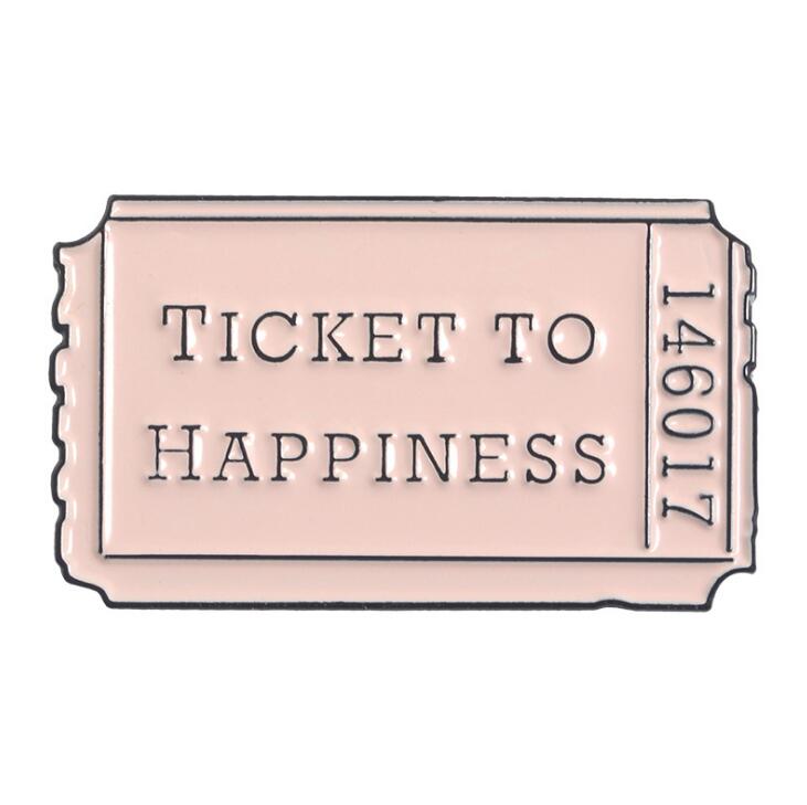 Cartoon Creative Tickets Movie Tickets Camera Love Sticky Notes Enamel Brooch Red Black Pink Alloy Badge Shirt Bag Pin Jewelry