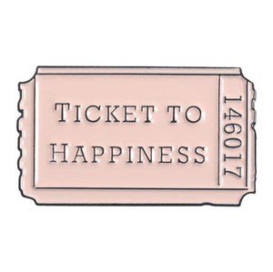 Cartoon Creative Tickets Movie Tickets Camera Love Sticky Notes Enamel Brooch Red Black Pink Alloy Badge Shirt Bag Pin Jewelry