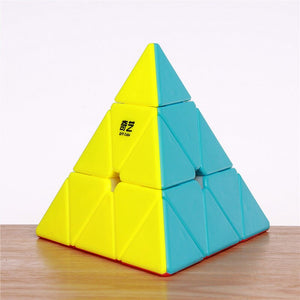 QY TOYS megaminxeds magic speed cube stickerless pyramidcube professional puzzle mirror cube educational toys for children
