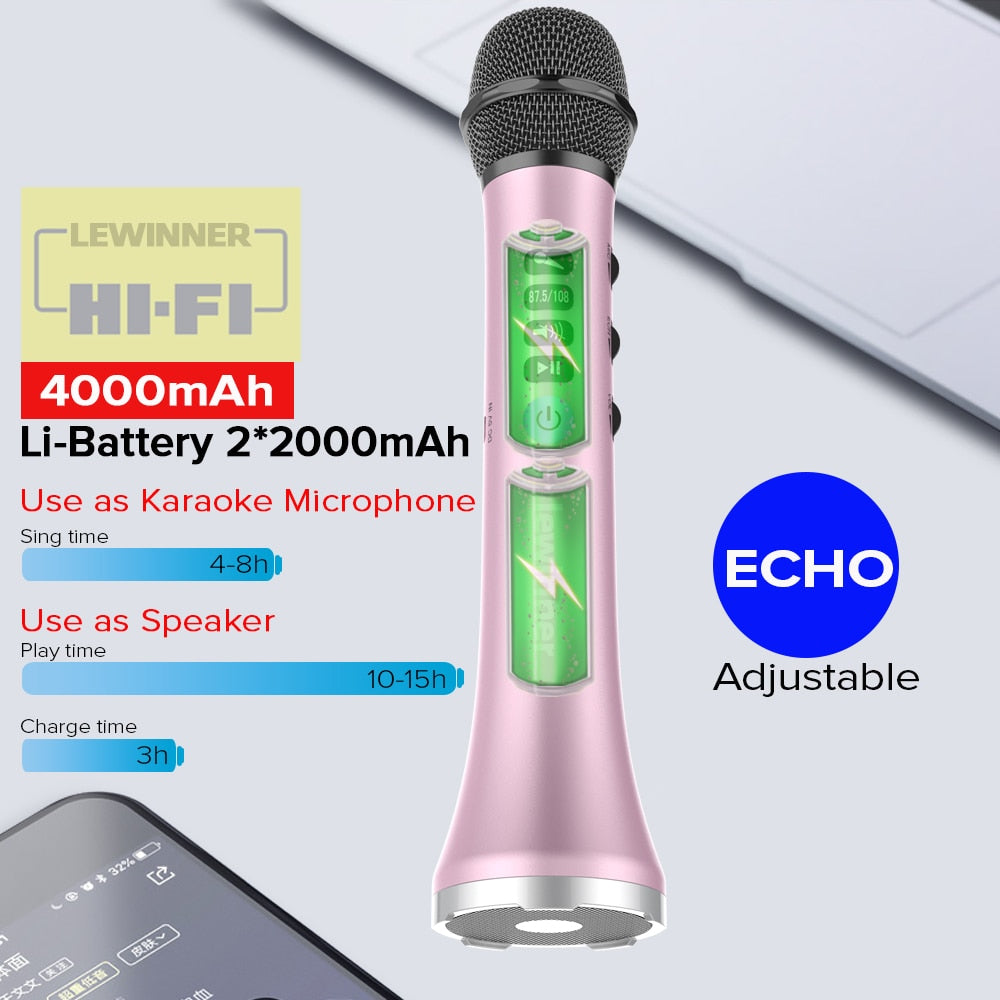 Lewinner Professional Karaoke Microphone Wireless Speaker Portable Bluetooth microphone for phone iphone Handheld Dynamic mic