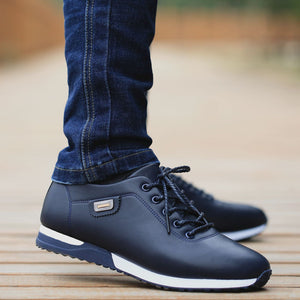Men&#39;s PU Leather Business Casual Shoes for Man Outdoor Breathable Sneakers Male Fashion Loafers Walking Footwear Tenis Feminino