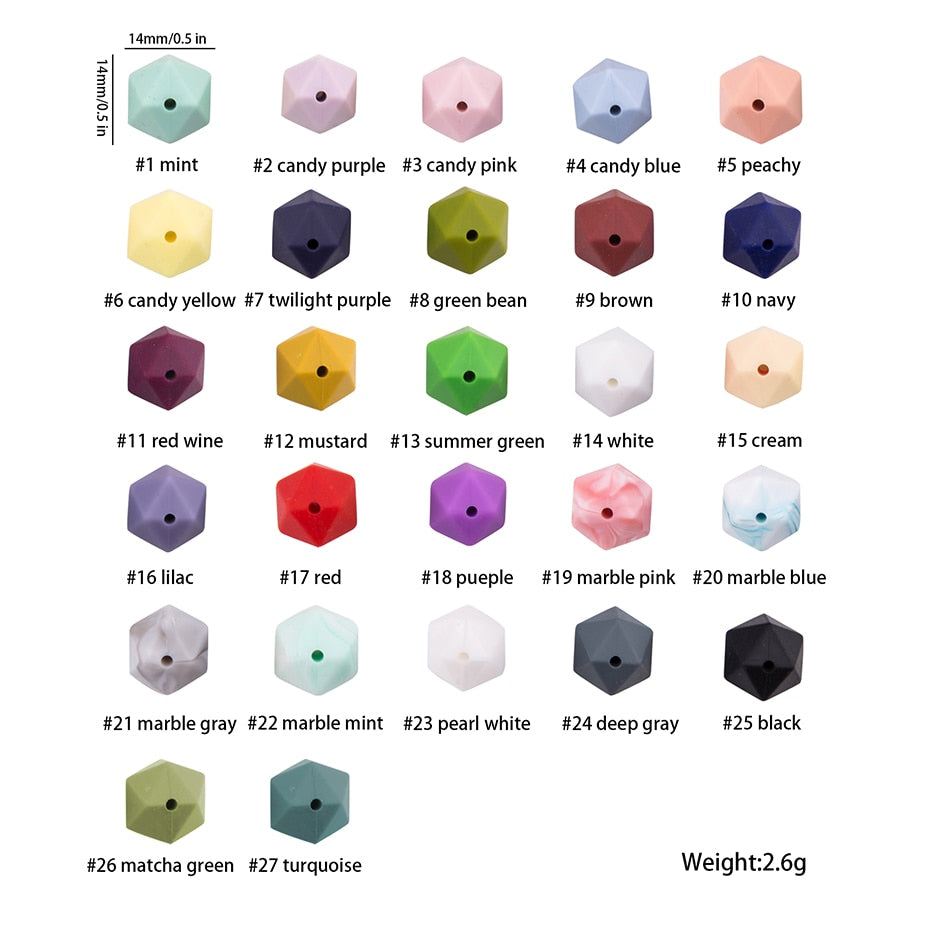 Let&#39;s Make 10pc 14mm Silicone Beads Hexagon Bpa Free Silicone Teether Diy Teething Toy Baby Chewable Accessories Baby Teether