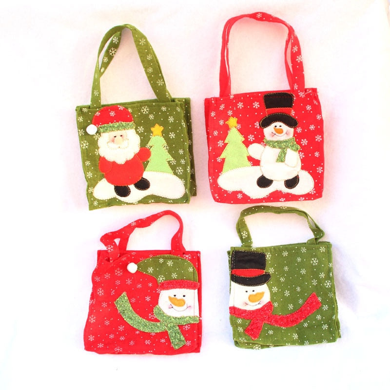 Hot sale 10 PCS/lot Chrismas Santa Claus Snowman Tree Kids candy Pouch Sack Present Christmas Decoration Xmas Candy Bag 16*16cm