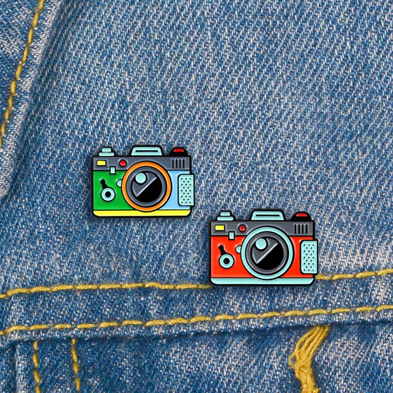 Cartoon Creative Tickets Movie Tickets Camera Love Sticky Notes Enamel Brooch Red Black Pink Alloy Badge Shirt Bag Pin Jewelry