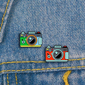 Cartoon Creative Tickets Movie Tickets Camera Love Sticky Notes Enamel Brooch Red Black Pink Alloy Badge Shirt Bag Pin Jewelry