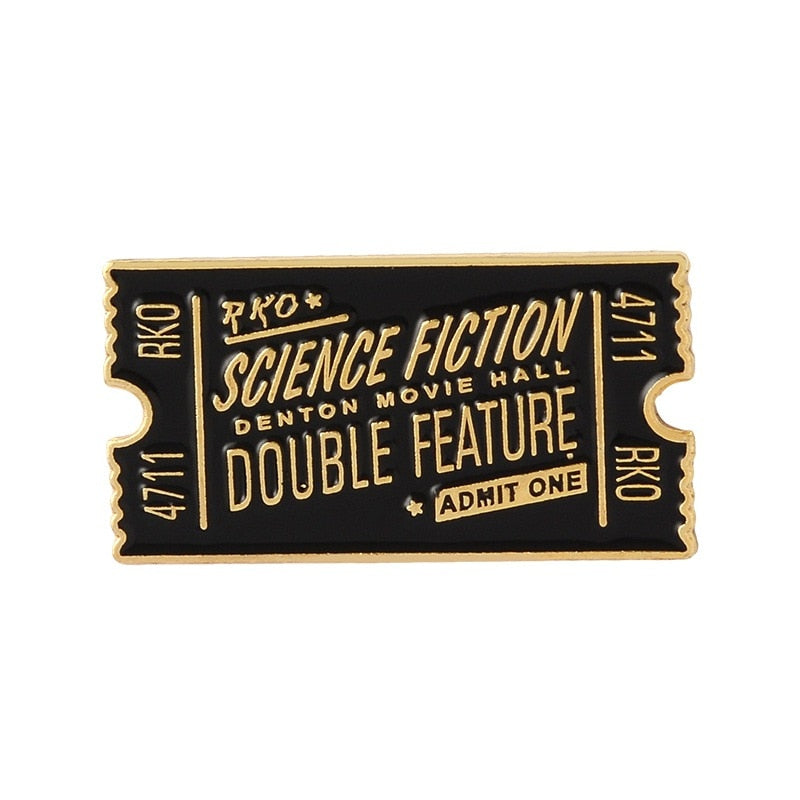 Cartoon Creative Tickets Movie Tickets Camera Love Sticky Notes Enamel Brooch Red Black Pink Alloy Badge Shirt Bag Pin Jewelry