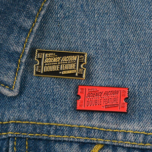 Cartoon Creative Tickets Movie Tickets Camera Love Sticky Notes Enamel Brooch Red Black Pink Alloy Badge Shirt Bag Pin Jewelry