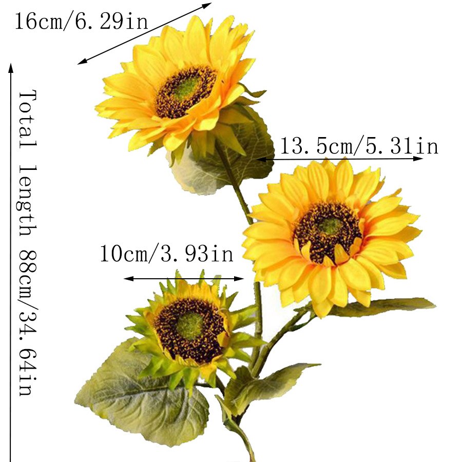 large head silk fake sunflowers artificial flowers party decor fabric long branch garden outdoor autumn decoration faux flowers
