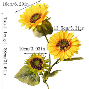 large head silk fake sunflowers artificial flowers party decor fabric long branch garden outdoor autumn decoration faux flowers