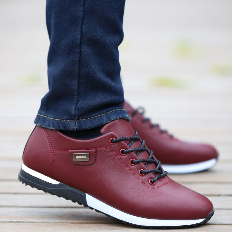 Men&#39;s PU Leather Business Casual Shoes for Man Outdoor Breathable Sneakers Male Fashion Loafers Walking Footwear Tenis Feminino