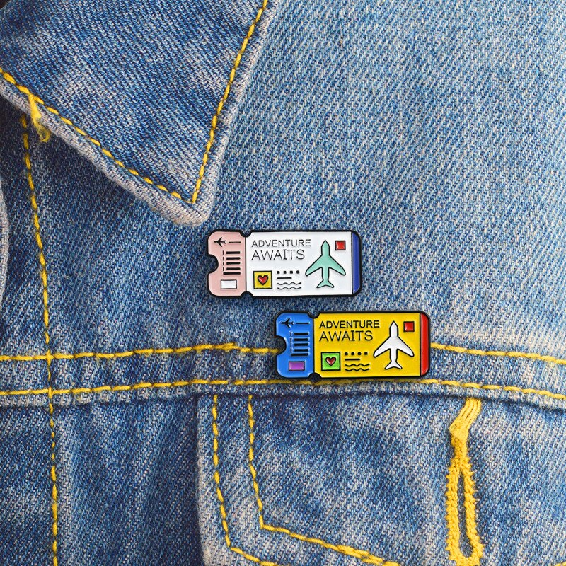 Cartoon Creative Tickets Movie Tickets Camera Love Sticky Notes Enamel Brooch Red Black Pink Alloy Badge Shirt Bag Pin Jewelry