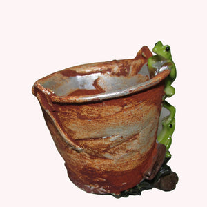 Mini Plant Pot with Cut Frog Flower Pot Fairy Garden Animal Frog Succulent Pot Outdoor Decoration Clay Flowerpot