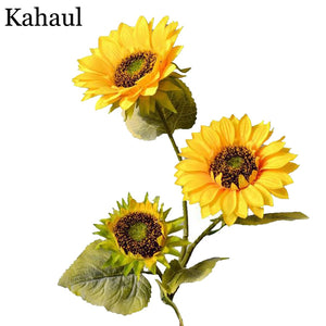 large head silk fake sunflowers artificial flowers party decor fabric long branch garden outdoor autumn decoration faux flowers