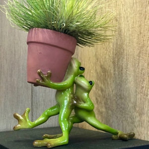 Mini Plant Pot with Cut Frog Flower Pot Fairy Garden Animal Frog Succulent Pot Outdoor Decoration Clay Flowerpot