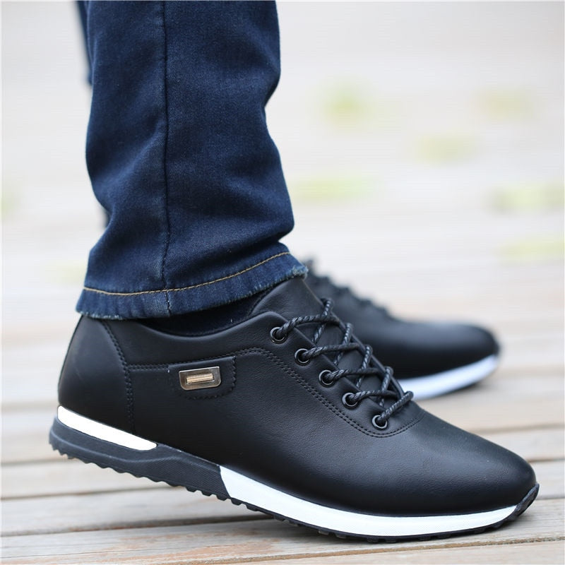 Men&#39;s PU Leather Business Casual Shoes for Man Outdoor Breathable Sneakers Male Fashion Loafers Walking Footwear Tenis Feminino