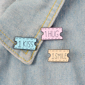 Cartoon Creative Tickets Movie Tickets Camera Love Sticky Notes Enamel Brooch Red Black Pink Alloy Badge Shirt Bag Pin Jewelry