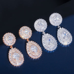 CWWZircons Exclusive Dubai Gold Plate Jewellery Luxury Cubic Zirconia Necklace Earring Bracelet Party Jewelry Set for Women T053