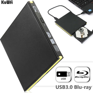 KuWfi External Blu-Ray Drive USB 3.0 Bluray Burner BD-RE CD/DVD RW Writer Play 3D Blu-ray Disc For PC/Laptop