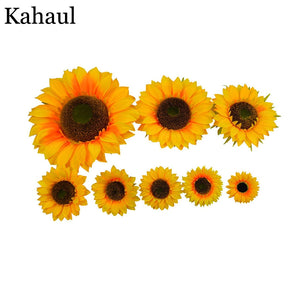 large head silk fake sunflowers artificial flowers party decor fabric long branch garden outdoor autumn decoration faux flowers