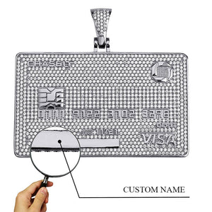 TOPGRILLZ Custom Name Iced Out Credit VISA Card Pendant Necklace AAA Cubic Zirconia Hip Hop Jewelry With Tennis Chain For Gift