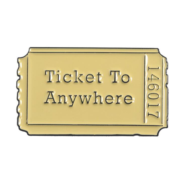Cartoon Creative Tickets Movie Tickets Camera Love Sticky Notes Enamel Brooch Red Black Pink Alloy Badge Shirt Bag Pin Jewelry