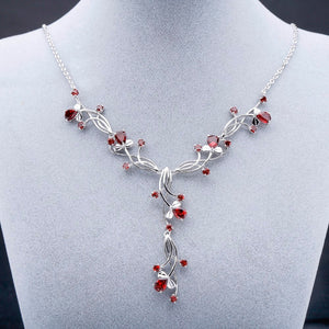 GEM'S BALLET 8.08ct Natural Red Garnet Bridal Necklace For Women 925 Sterling Silver Gemstone Necklace Wedding Jewelry