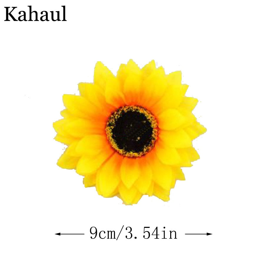 large head silk fake sunflowers artificial flowers party decor fabric long branch garden outdoor autumn decoration faux flowers