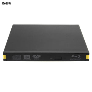 KuWfi External Blu-Ray Drive USB 3.0 Bluray Burner BD-RE CD/DVD RW Writer Play 3D Blu-ray Disc For PC/Laptop