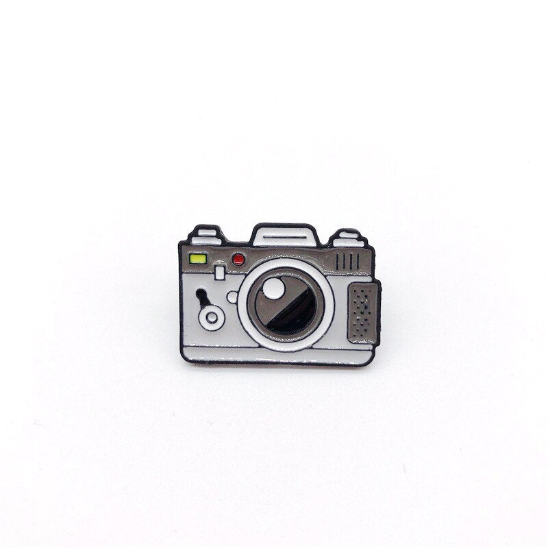Cartoon Creative Tickets Movie Tickets Camera Love Sticky Notes Enamel Brooch Red Black Pink Alloy Badge Shirt Bag Pin Jewelry