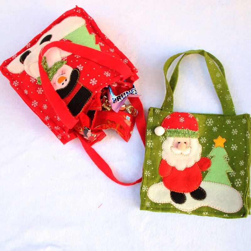 Hot sale 10 PCS/lot Chrismas Santa Claus Snowman Tree Kids candy Pouch Sack Present Christmas Decoration Xmas Candy Bag 16*16cm