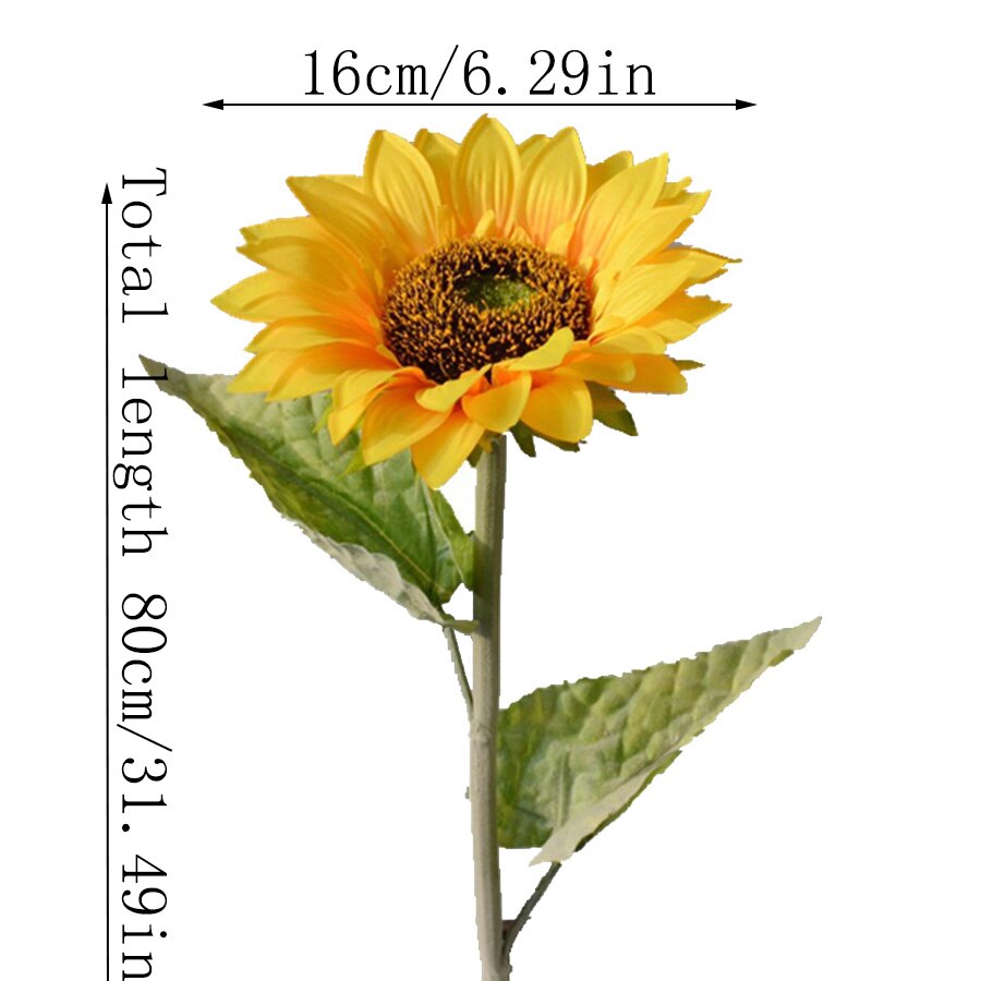 large head silk fake sunflowers artificial flowers party decor fabric long branch garden outdoor autumn decoration faux flowers