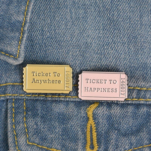 Cartoon Creative Tickets Movie Tickets Camera Love Sticky Notes Enamel Brooch Red Black Pink Alloy Badge Shirt Bag Pin Jewelry