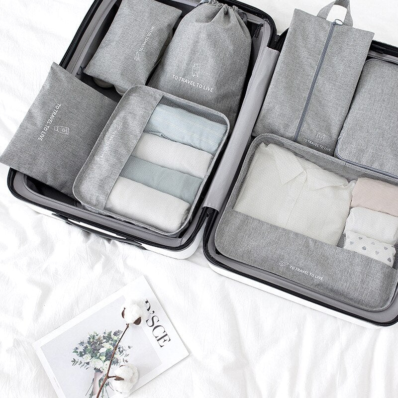 High quality 7PCS/set Travel Bag Set Women Men Luggage Organizer for Clothes Shoe Waterproof Packing Cube Portable Clothing