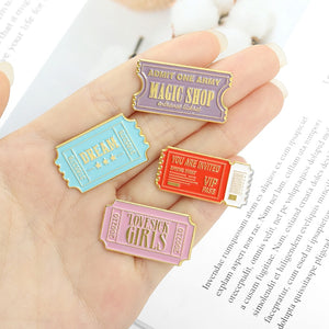 Tickets Enamel Pins Custom Dream Admit One Pass Brooch Lapel Badge Bag Cartoon Jewelry Gift for Kids Friends