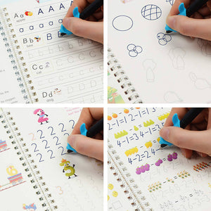 4 Books Sank Magic New Copybook Reusable Groove Writing Practice Book Calligraphy Wipe-free English/German Early Education
