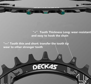 Deckas 104BCD Round Narrow Wide Chainring MTB Mountain bike bicycle 104BCD 32T 34T 36T 38T crankset Tooth plate Parts 104 BCD