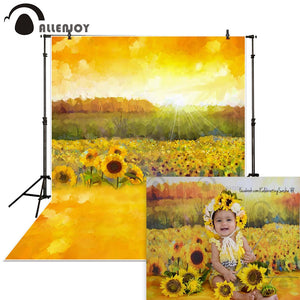 Allenjoy sunflower Photography Backdrop Newborn Child fence Smash cake Baby Shower summer background Photo studio photobooth