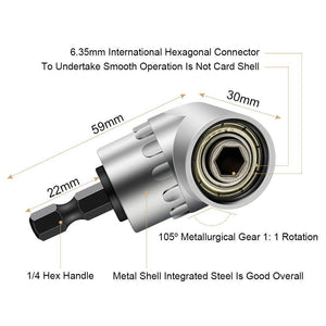 BINOAX 7mm-19mm Universal Socket Grip Ratchet Wrench Power Drill Adapter &amp; 105 Degree Right Angle Driver Extension Power Drill B