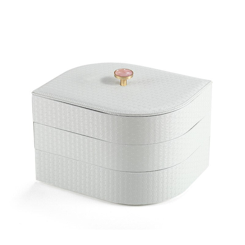 3-Layers Luxury Large Leather Jewelry Storage Box Tray Women Jewelry Organizer Case Earrings Ring Necklace Casket Jewellery Box