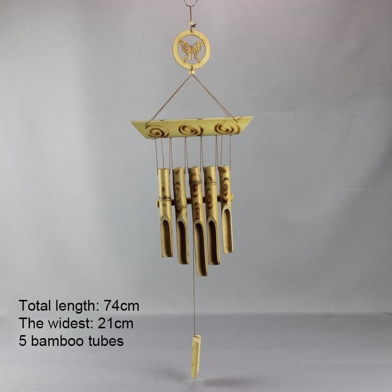 Bamboo Wind Chimes Pendant Balcony Outdoor Yard Garden Home Decor Antique Windbell Handmade Windchime Indoor Wall Hanging Crafts
