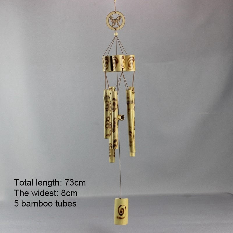 Bamboo Wind Chimes Pendant Balcony Outdoor Yard Garden Home Decor Antique Windbell Handmade Windchime Indoor Wall Hanging Crafts