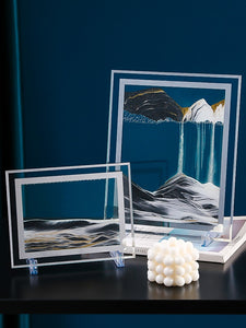 7/12inch Moving Sand Art Picture Round Glass 3D Deep Sea Sandscape In Motion Display Flowing Sand Frame Sand Painting