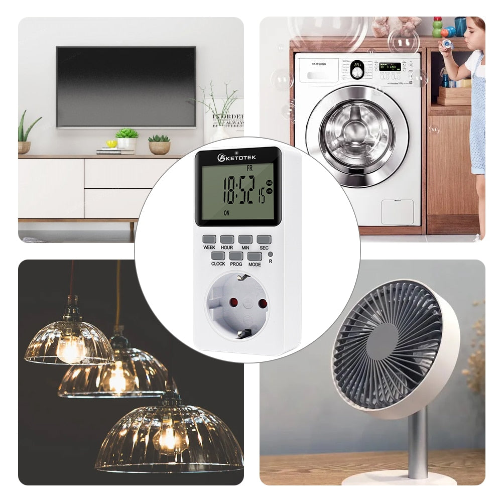 Electronic Digital Timer Socket EU/UK/US/FR Plug Outlet Programmable Timing Socket Control 220V Timer Switch Socket for Kitchen