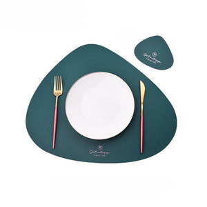 Inyahome PU Placemats for Table Waterproof Non-Slip Insulation Leather Place Mats Set Nordic Style Christmas Coaster Cup Mat