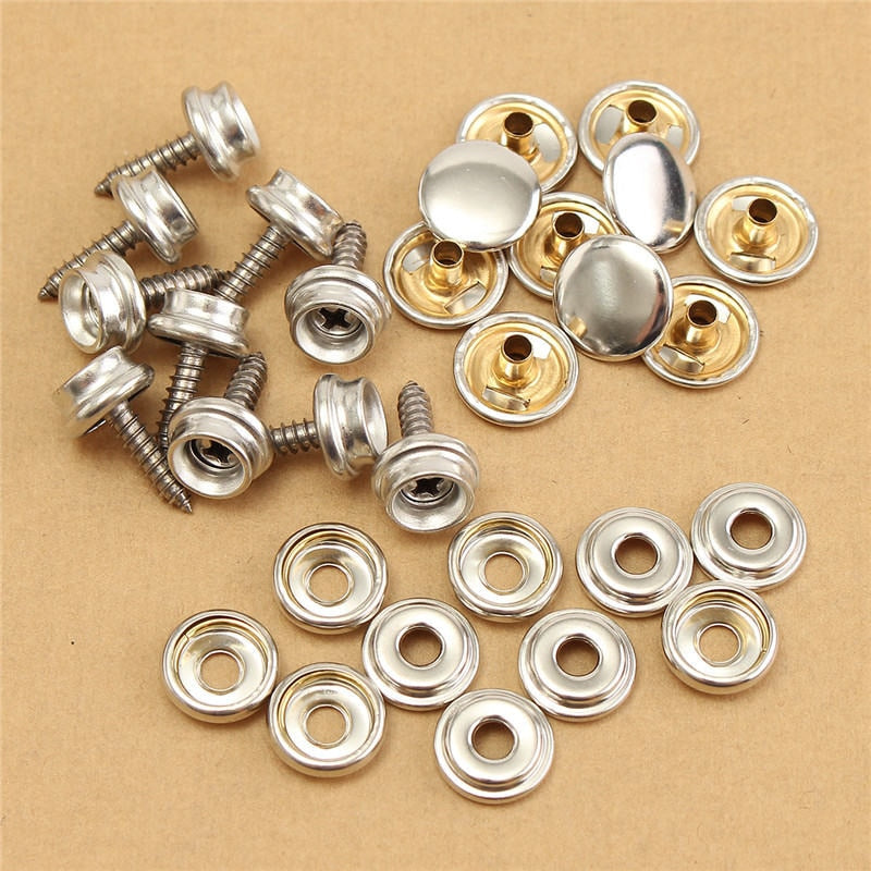 30pcs Ship Snap Fastener Stainless Canvas Cap Screw Kit For Boat Covers Cars Hoods Caravans Leather Jackets Handbags Parts