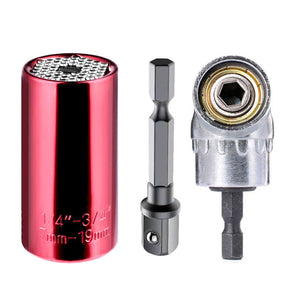 BINOAX 7mm-19mm Universal Socket Grip Ratchet Wrench Power Drill Adapter &amp; 105 Degree Right Angle Driver Extension Power Drill B